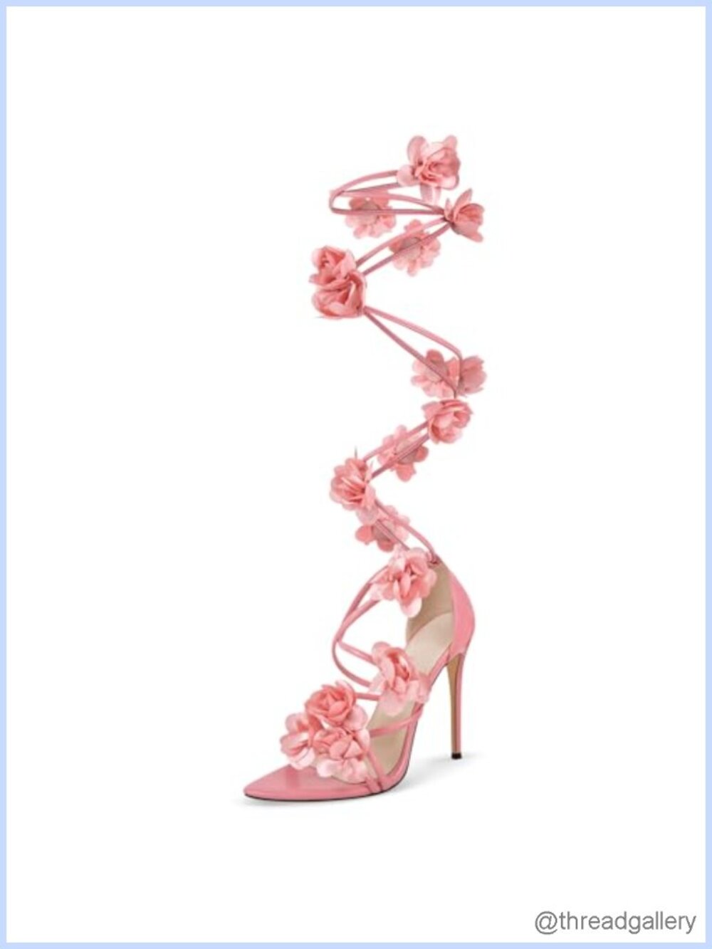 Floral Wrap Knee High Gladiator Sandals Stiletto Heel Women Lace Up